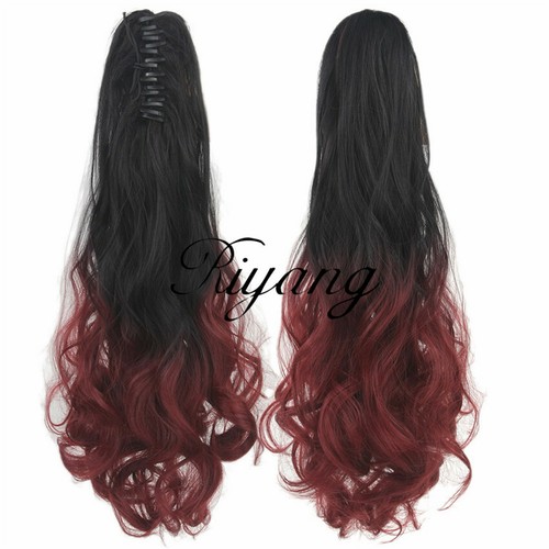 Damen Haar Pferdeschwänze 20 Zoll gerade/lockig Haarteil Clip On Extensions Synthetisch - Bild 80 von 102