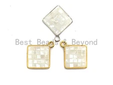 100% Natural White Color Shell Diamond Shape Charm, White shell charm, White