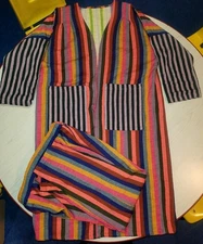 Ace & Jig Set  Colorful Stripes Long Cardigan Jacket Pant Set L Large 