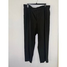 Mango Black Viscose Wide Leg High Rise Pleated Front Lightweight Trousers Sz 18