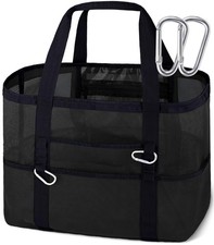 XX-Large Mesh Beach Bag Tote - 9 Pockets for Family Travel/Vacation Beach E...