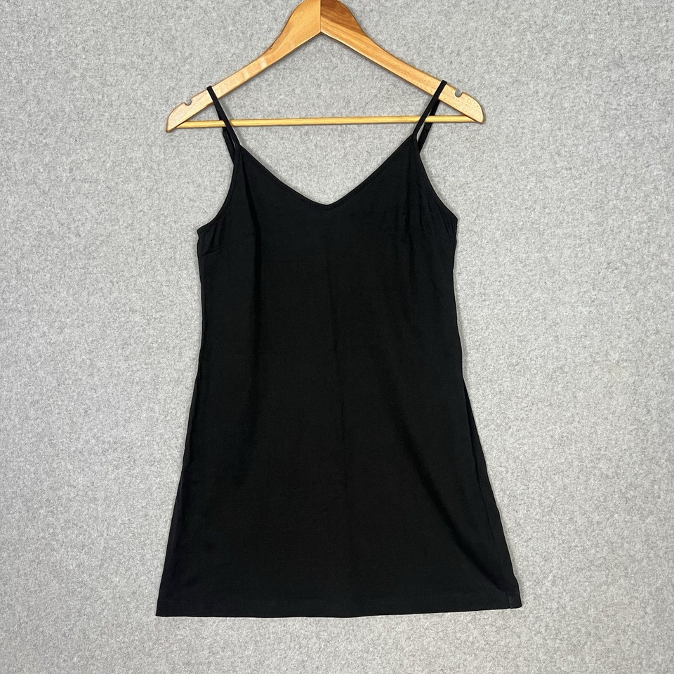 Gorman Slip Dress Womens 8 Black Mini Organic Cotton Adjustable Sleeveless Basic