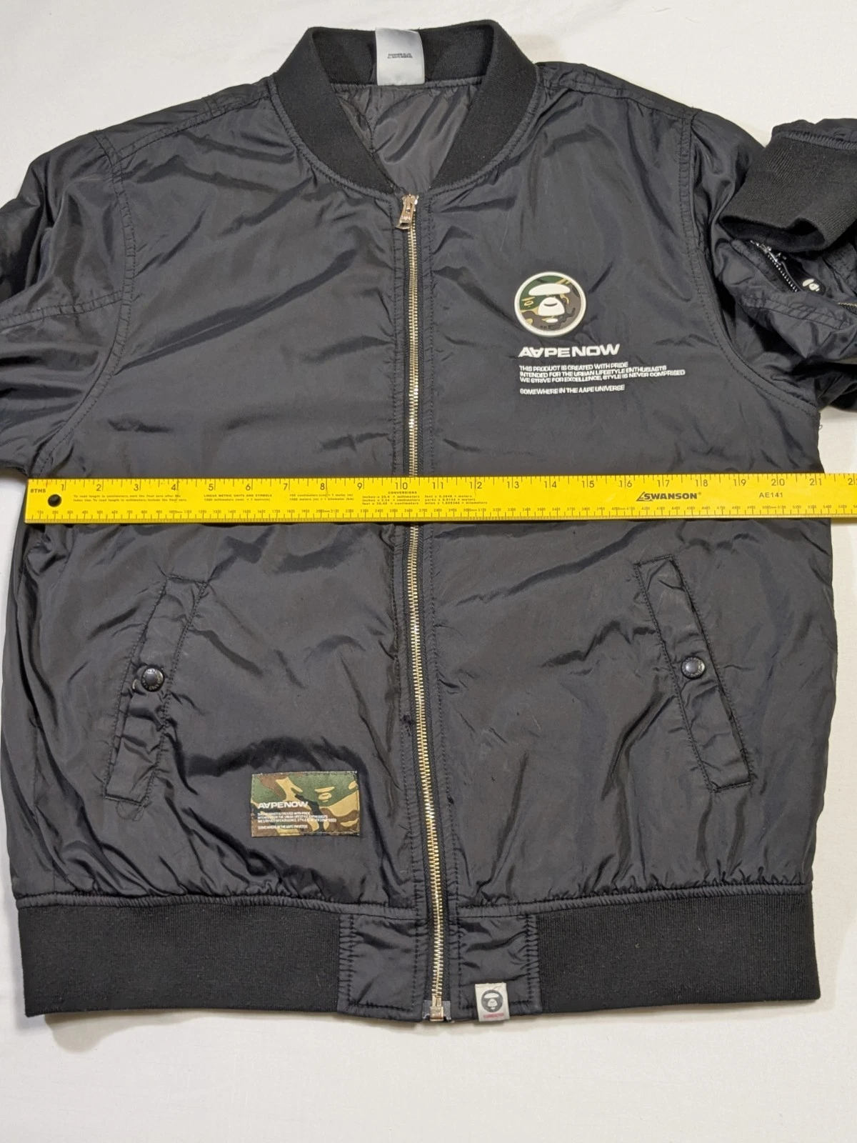 Aape By A Bathing Ape Bape Bomber Jacket  Large Woobie Lined Streetwear Distress image 5