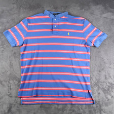 Vintage Polo Ralph Lauren Polo Shirt L Large Striped Colorful Blue Pink Classic