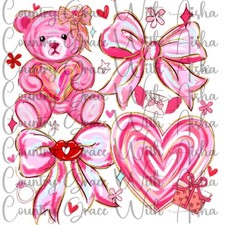 Sublimation Print Bear Hearts Valentines Ready To Press Paper Ink Heat Transfer
