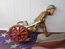 Manoil Soldier Running W/ Cannon Toy Soldier