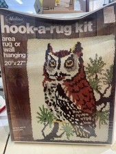 New Vintage 1970s Malina Hook A Rug Kit "Hoot Owl" 25/27 Unopened Kit 20x27 NOS