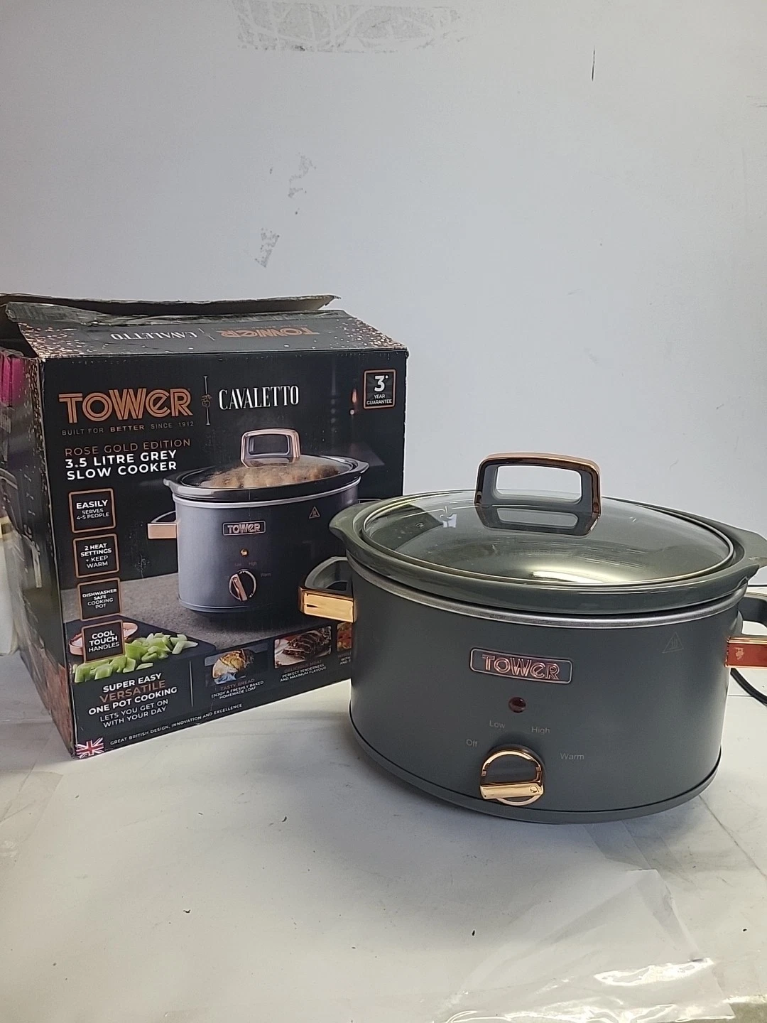 Tower Cavaletto 3.5 Litre Slow Cooker Grey Rose Gold Read