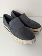 Clarks Women's Audreigh Eve Shoes Blue Suede Loafers Slip On 8M Cloud Steppers