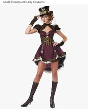 Adult XL Steampunk Lady Costume And Hat Cosplay