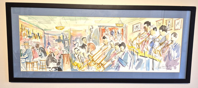 Philadelphia Artist Joe Barker Original Watercolor Painting of Chris Jazz Cafe