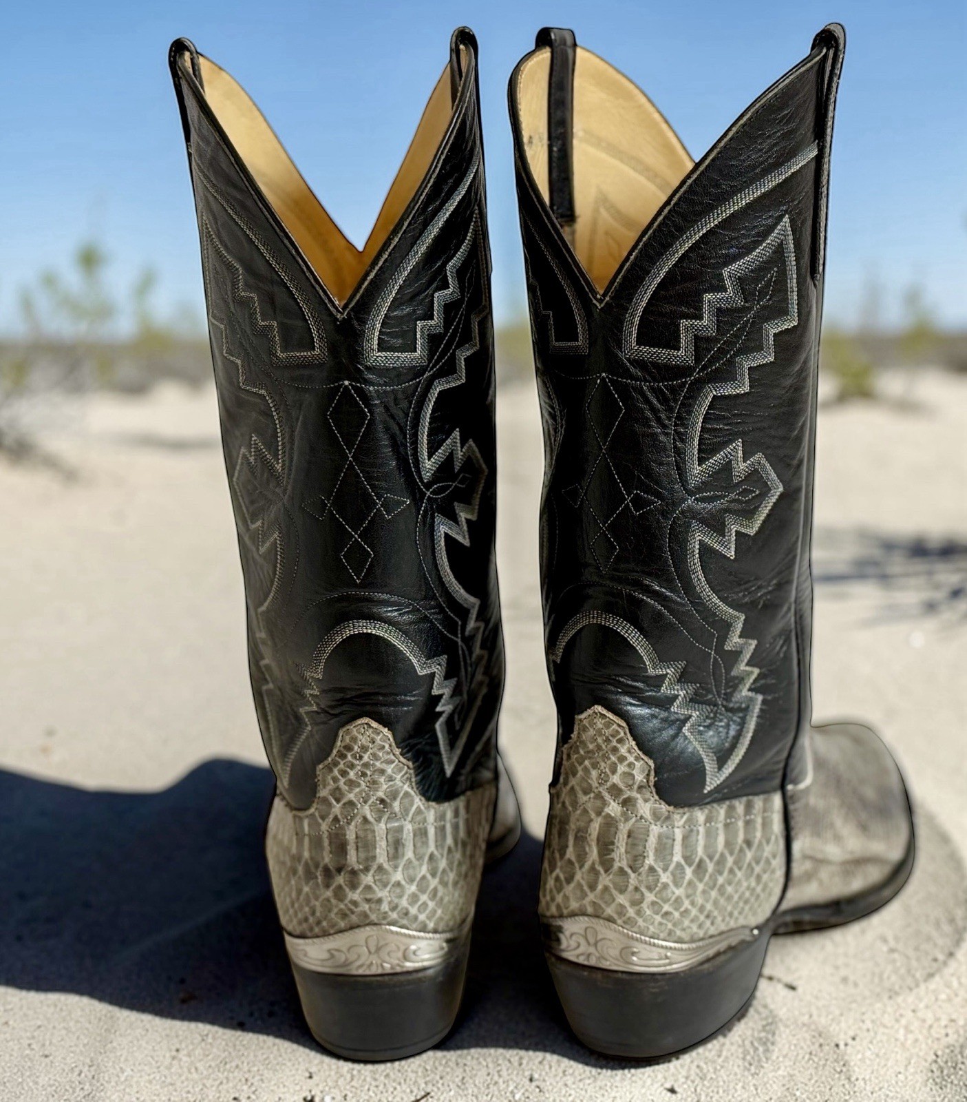 Vtg Mens Anderson Bean 9.5 E Python Snakeskin Bla… - image 11