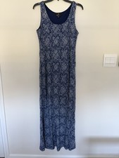 Ronni Nicole Dress Sleeveless Blue/White Long Dress Size 16 Half Lined