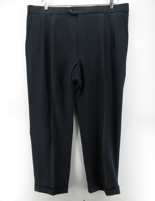 Maus & Hoffman Pants Men 42 Blue Navy Trousers Slacks Pleated Cuffed 42X31