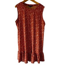 APT 9 Red Floral Ruffle Hem Sleeveless Dress Women's Plus Size XXL Feminine