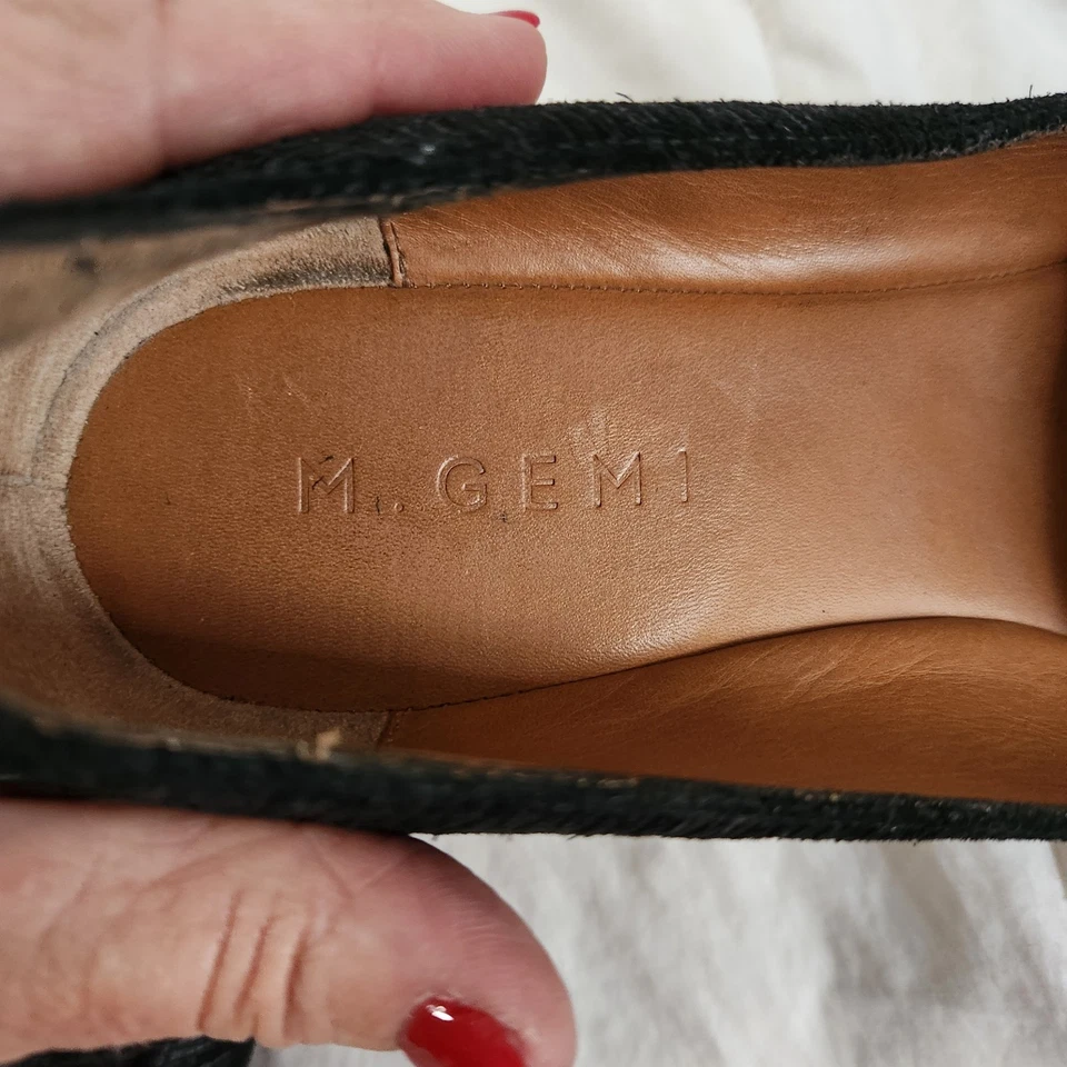 M. Gemi Gia 平底乐福鞋黑色麂皮绒尺寸 39 IT 美国 8.5 码 — 第 2/4 张图片