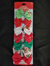 7 PCS Licensed Girls Hair Bows Rudolph Christmas Clip Gift Set 4" Alligator Clip