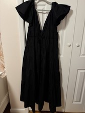 CAARA Women’s Black Tiered Maxi Boho Dress – Size Large