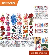 Waterproof 82 Sheets Mixed Flower Nature Temporary Tattoos - Dazzling Designs