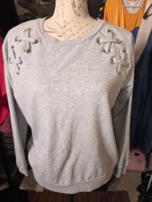 Michael Kors Gray Lace-Up Detail Sweatshirt Medium