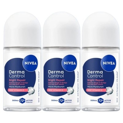 Nivea, Women Deodorant Roll On, 50ml, Derma Control, Bright Repair (Pack of 3)