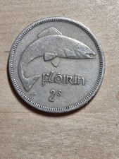 Ireland 1-Floirin (2-Shillings) coin, 1963. KM# 15a, copper-nickel. Salmon.