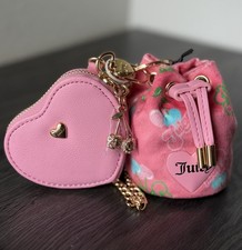 Y2k Juicy Couture Retro Cherry draw string  heart micro bags pink lemonade