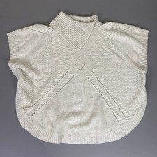 Lane Bryant Sweater Poncho Women's Size 14/20 Cowl Neck Cable Knit Beige
