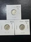 (3 Coins) 1952 S Silver Roosevelt Dimes