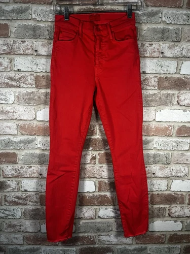 MOTHER Women's Size 24 The Stunner Ankle Fray Play Date Tomato Wash Jeans - Picture 2 of 16