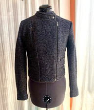 Women  s Banana Republic Moto jacket, grey  black boucle, size 0, new w/o tags