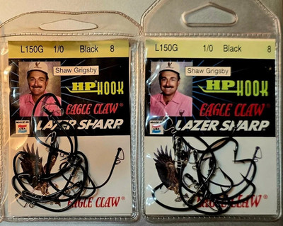 2-pack/16 Eagle Claw  Lazer Sharp Shaw Grigsby  L150G   1/0 Black Hooks