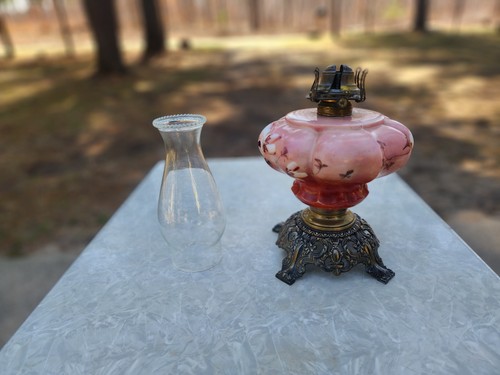 Antique Queen Anne Oil Lamp 19" - Picture 7 of 10