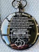 "To My Son" Pocket Watch For Son From M/D -Men, Boys, Graduation, Birthday, Gift