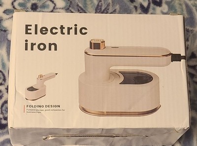 Foldable Mini Electric Travel Iron W/ Spray Handle Rotates Green Open Box