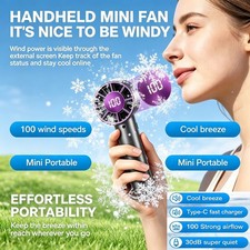 Portable Mini Handheld Fan 9000mAh Rechargeable Battery, With 100 Speeds Display