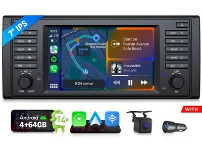 CAM+Android 14 7'' Car Stereo GPS Radio GPS Touch CarPlay For BMW 5 Series E39 M5