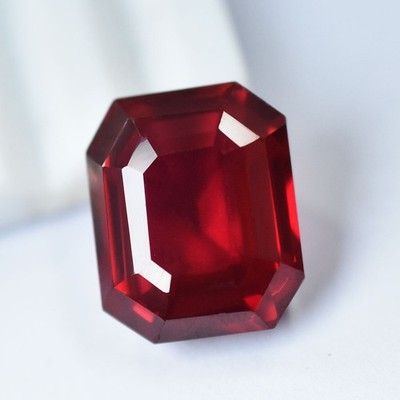 Reb Ruby Gemstone 36.55 Ct Natural Top-Quality Emerald Cut Certified Stone