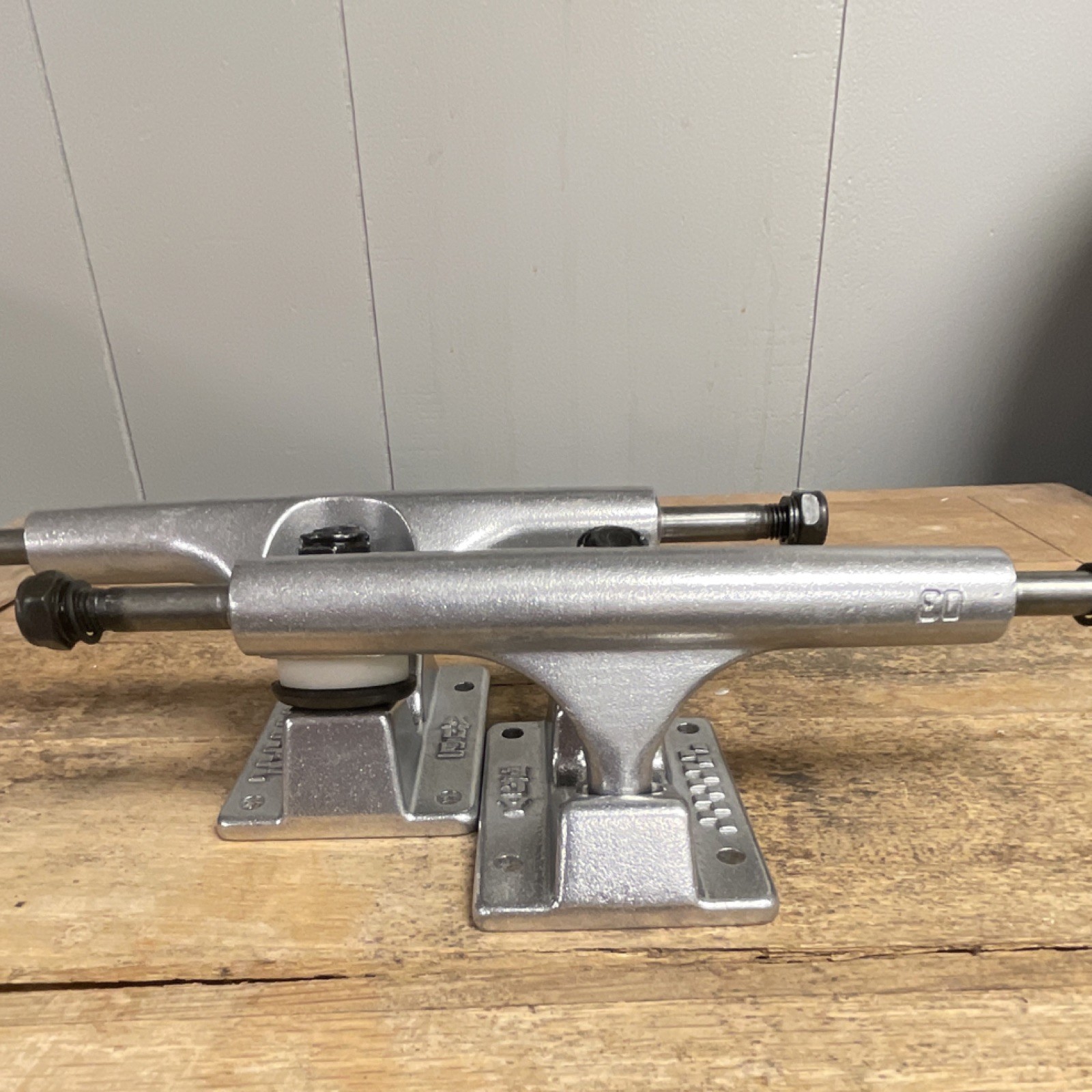 MFG 80 Silver Skateboard Trucks Set Durable High Performance Design