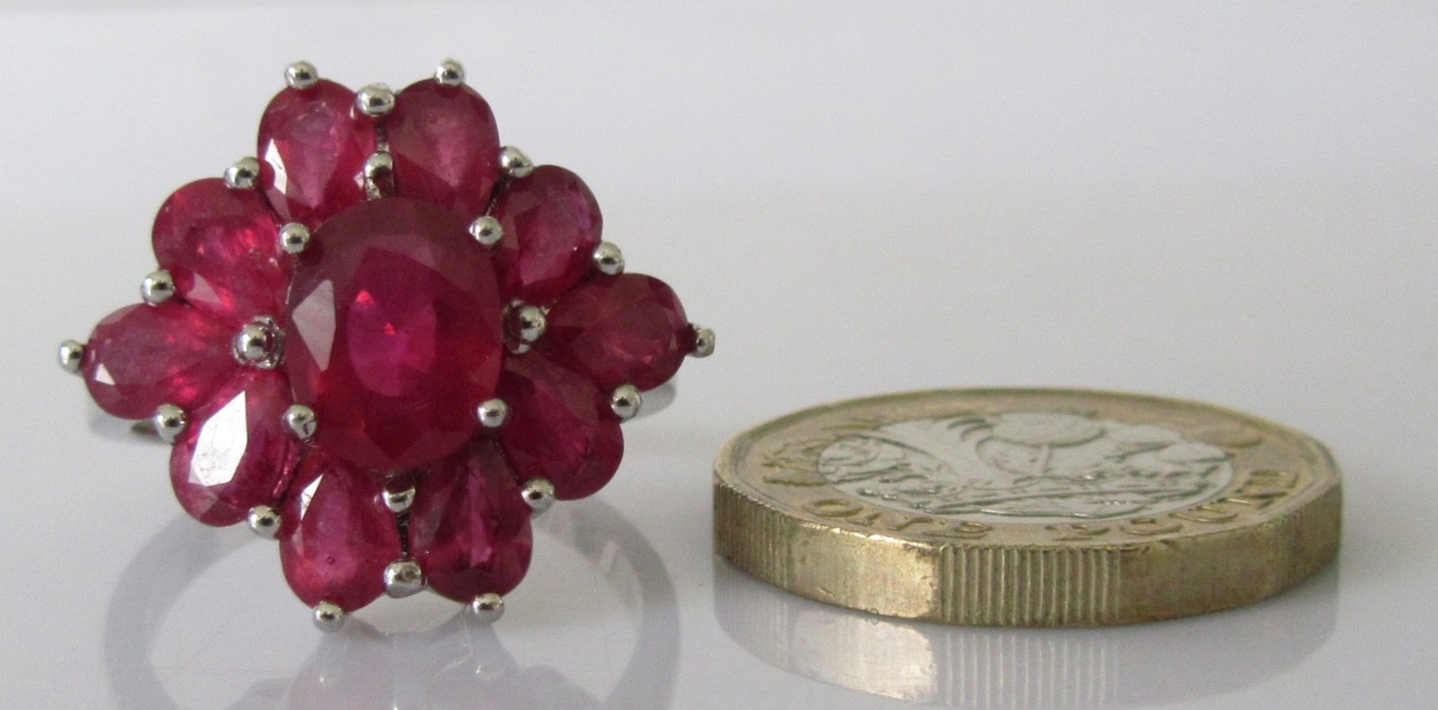 Silver Ring - 925 Silver Multi Cut Ruby Diamond S… - image 13