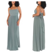 SHOW ME YOUR MUMU Lauren Tie Back Maxi Long Bridesmaid Dress Silver Sage Sz XS