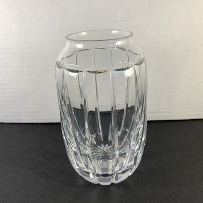 Vtg 30% Lead Crystal 80s Barrel Vase Blown Glass 6  Portugal Signed Excl Cond