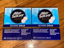 X2 Alka Seltzer Plus Powerfast Fizz Severe Night Cold Lemon 24 Count EXP: 7/26