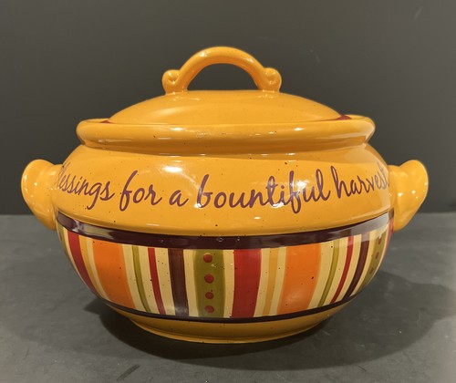 Fall Harvest Blessings Covered Dish ~ Celebrating Home Stoneware Bean Pot - Picture 9 of 9