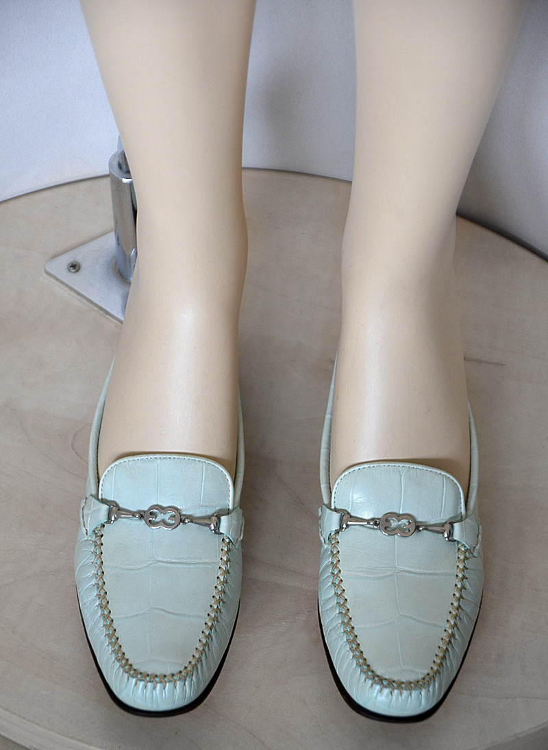 Escada Mokassins Schuhe 1/2 Leder Kroko Mint Handgenäht Gr.37 1/2 Schuhe Np a8f6e6 Escada Mokassins Schuhe 1/2 Leder Kroko Mint Handgenäht Gr.37 1/2 Schuhe Np a8f6e6