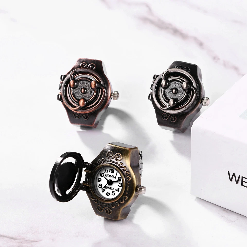 Punk Gothic Men Women Creative Finger Ring Watch Analog Quartz Dial Elastic Band - Image 2 of 4