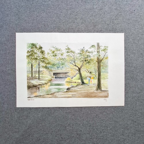 New Forest Original painting Signed Watercolour Landscape Vintage 1993 - Imagen 3 de 9