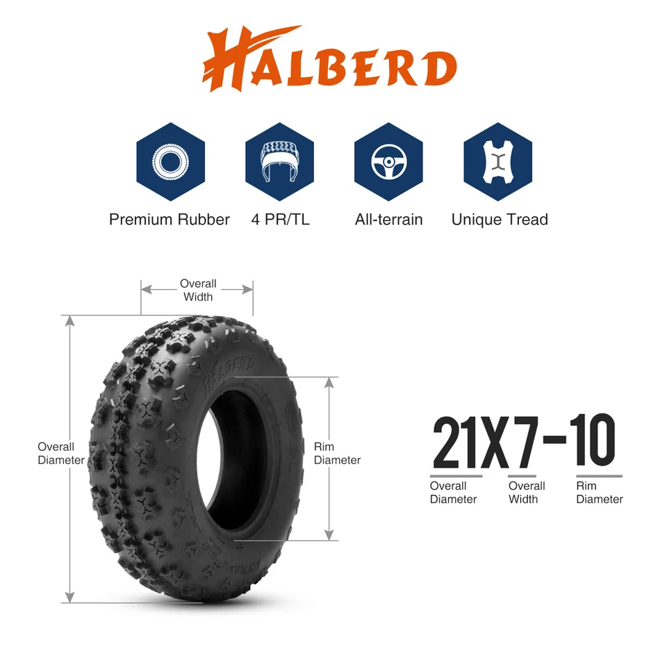 Set 4 21X7-10 20X10-9 Sport Quad ATV Tires 21X7X10 20X10X9 GNCC Race Replacement Foto 2 de 4