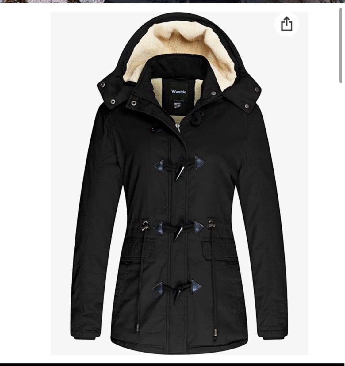 New Sherpa lined winter coat detatchable hood black cotton twill  display picture 1