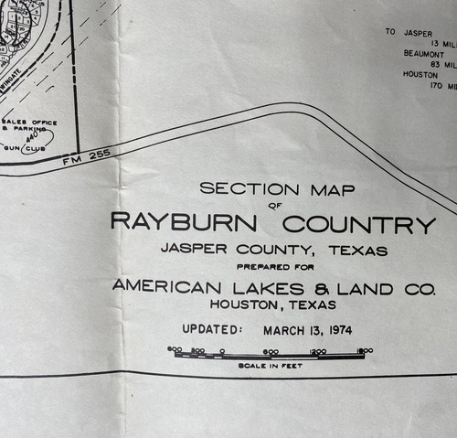 Map Of Rayburn Country Jasper County Texas American Lakes And Land Houston 1974